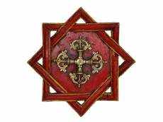 Unendlicher Knoten Wandbehang Holz mit Dorje