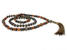 Knochen Inlay Mala schwarz mit Muschel und Rudraksha