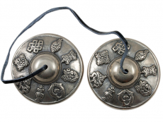 Tingsha / Zimbeln mit 8 Glückssymbolen