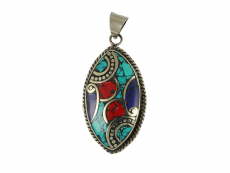 Anhänger Tibet Türkis Koralle Lapis