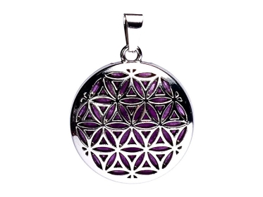 Blume des Lebens Anhänger mit Amethyst 3 cm