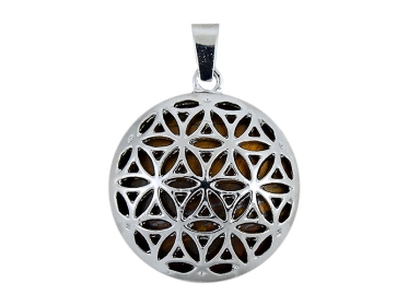 Blume des Lebens Anhänger mit Tigerauge 3 cm