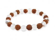 Armband mit Rudraksha und Bergkristall