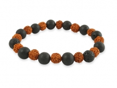 Armband mit Rudraksha und Lavastein Perlen