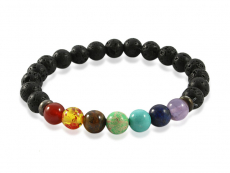 Chakra Armband mit Lavastein Perlen