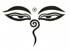 Aufkleber Sticker Augen Buddhas 15 x 10 cm