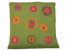 Indischer Kissenbezug mit Kreis Stickerei grün