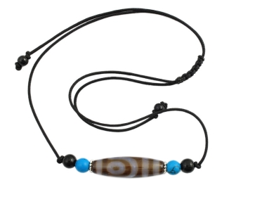 Tibetische Kette mit Dzi Stein Achat 2 Augen