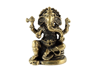 Kleine Ganesha Statue sitzend Messing 3,5 cm