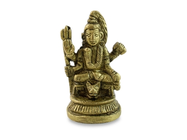 Kleine Shiva Statue sitzend Dreizack Messing 5,6 cm