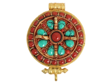 Tibetische Ghau Box Medaillon vergoldet