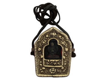 Tibetische Ghau Box Amulett mit Chenrezig Statue