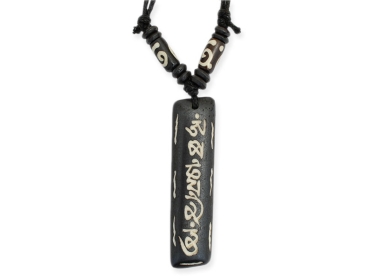 Knochen Kette mit Om Mani Padme Hum Mantra