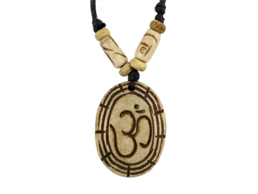 Knochen Kette - Om Symbol braun