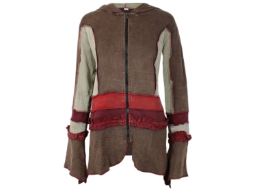 Hippie Goa Jacke mit Zipfelmütze weinrot/braun