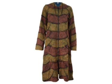 Hippie Goa Patchwork-Mantel mit Kapuze braun