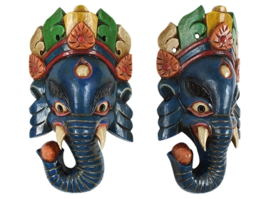Holzmaske Ganesha handgeschnitzt blau