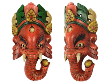 Holzmaske Ganesha handgeschnitzt orange