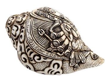Muschelhorn Dung Dkar Drei Gesichter Ganesha