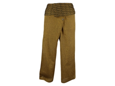Thai Fischerhose Wickelhose mit Om Mani Mantra braun