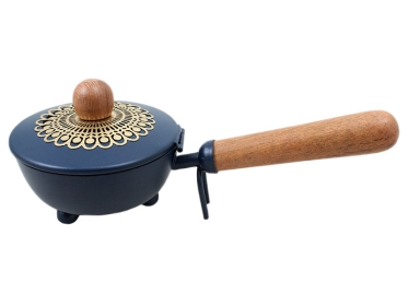 Räuchergefäß Tragegefäß aus Eisen mit Holzgriff