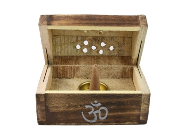 Räucherkegelhalter Om Mangoholz Antik Look