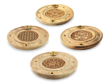 Räucherstäbchenhalter aus Papri Holz rund 10 cm