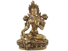 Grüne Tara Buddha Statue Messing 21 cm