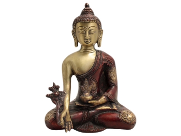 Medizin Buddha Statue Messing zweifarbig 19 cm