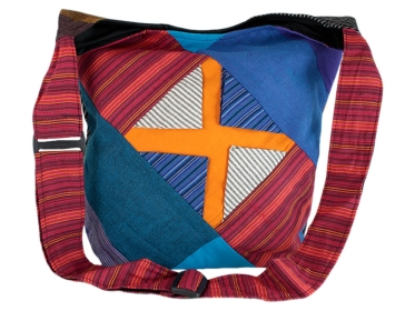 Patchwork Umhängetasche mit gestreiften Patches