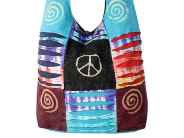 Patchwork Tasche Batik bunt Peace Spirale