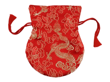Thaily Brokat Mala Beutel mit Drachen Design rot 12 cm