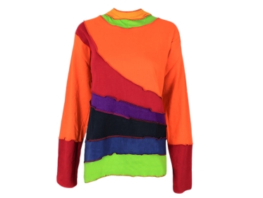 Hippie Goa Pullover mit Zipfelmütze bunt
