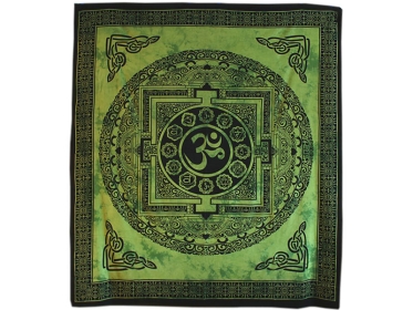 Indischer Wandbehang Batik Om Yantra Mandala