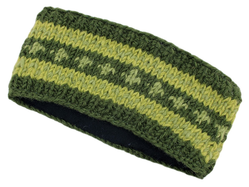 Kinder Stirnband Ohrwärmer gestrickt mit Fleece grün