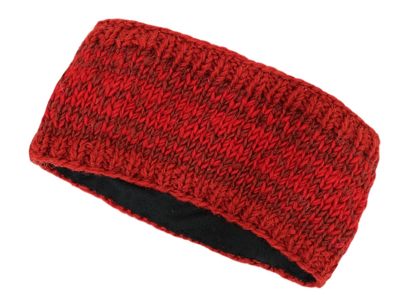 Stirnband Ohrwärmer gestrickt mit Fleece rot