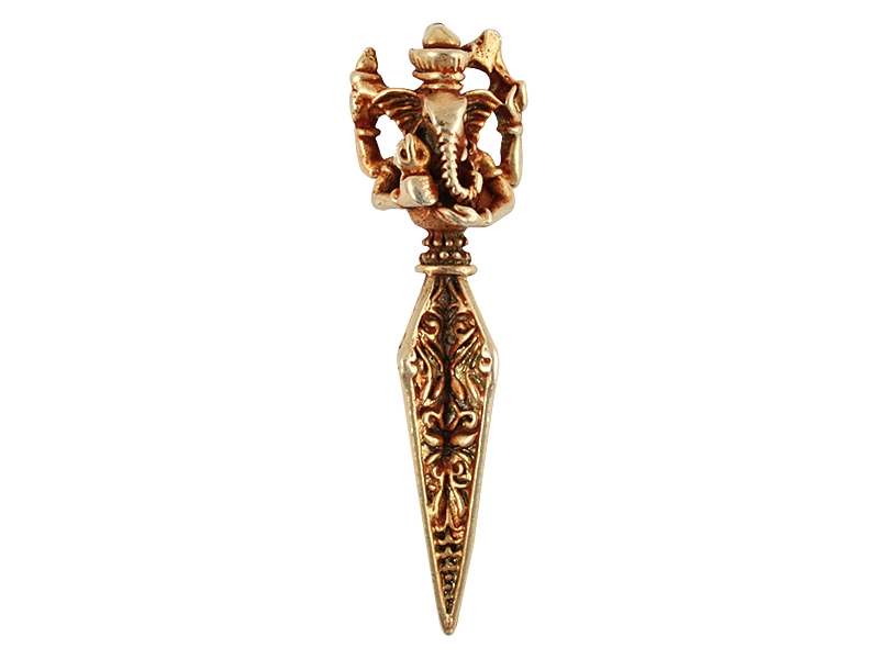 Ganesha Phurba Amulett Anhänger Kupfer vergoldet