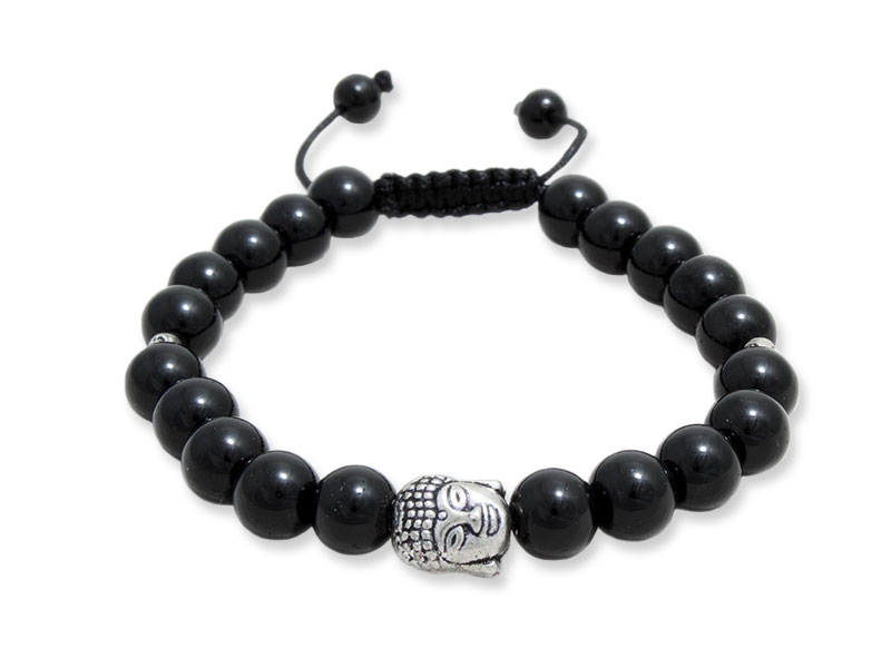 Onyx Armband mit Buddha Kopf