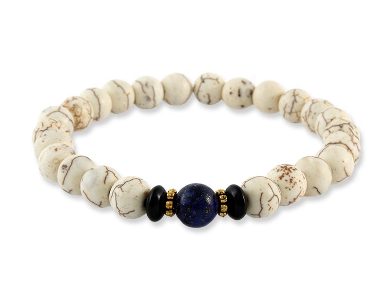 Howlith Armband mit Lapislazuli Perle