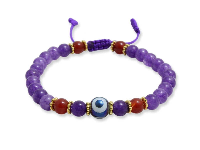 Evil Eye Schutz Armband mit Amethyst Perlen