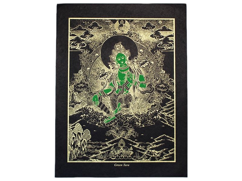 Lokta Papier Poster mit Grüne Tara