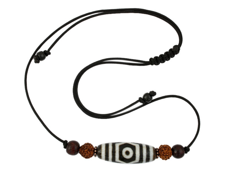 Tibetische Kette mit Dzi Stein und Rundraksha