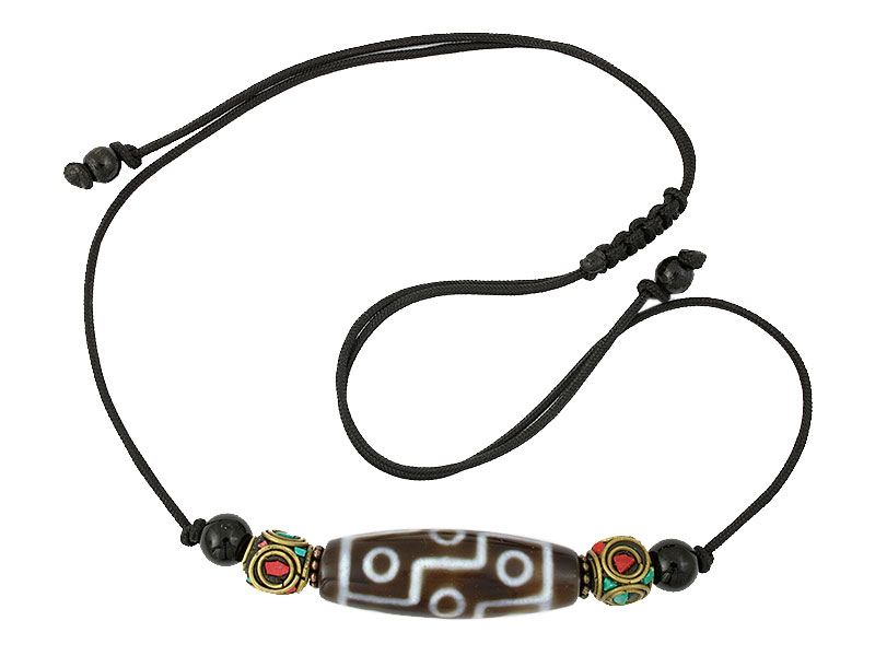 Tibetische Kette mit neun Augen Dzi Stein Achat
