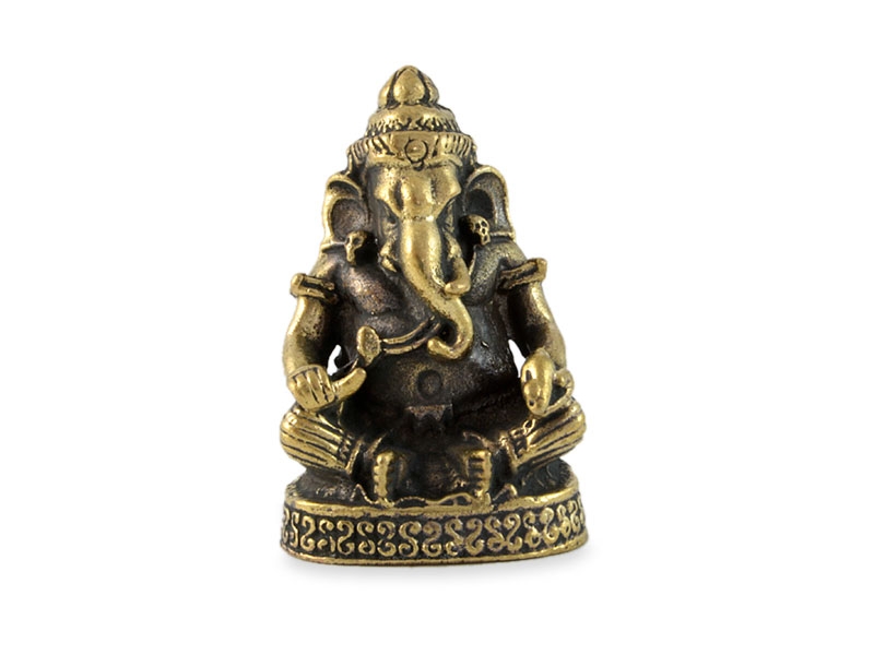 Kleine Ganesha Statue sitzend Messing 2,5 cm