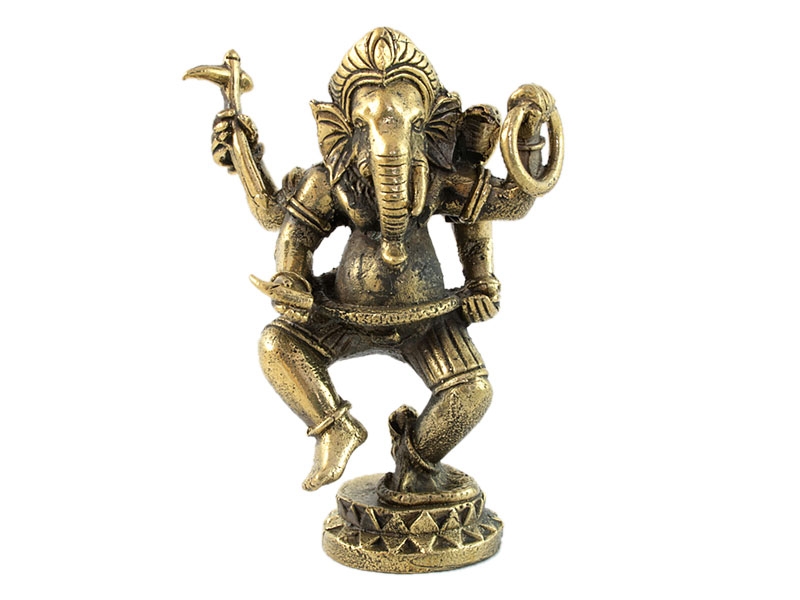 Kleine Ganesha Statue tanzend Messing 6 cm