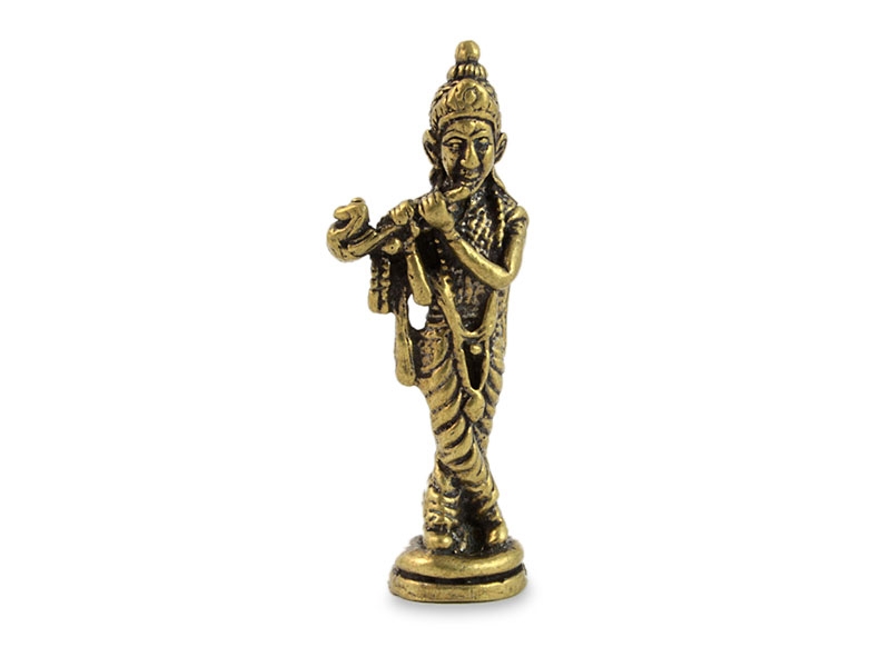 Mini Krishna Statue Figur stehend mit Flöte 4 cm