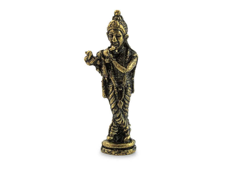 Mini Krishna Statue Figur stehend mit Flöte 4 cm