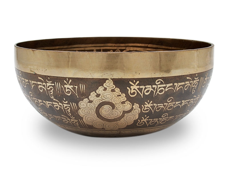 Klangschale mit Blume des Lebens Gravur