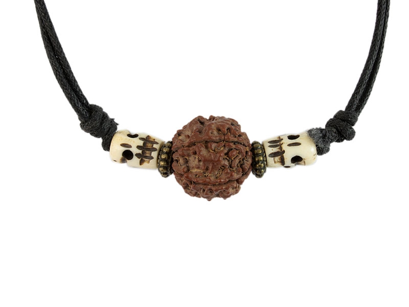 Rudraksha Kette Halskette mit Totenkopfschädel