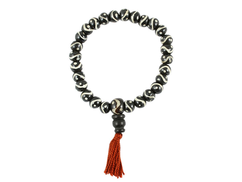 Hand-Mala Knochen Gebetskette Yin und Yang